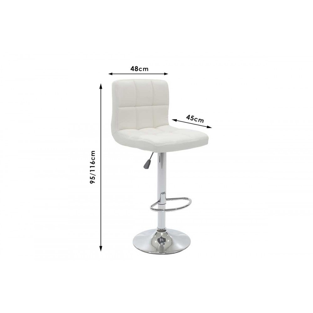 Σκαμπό μπαρ "REMINA" από pu/μέταλλο σε λευκό χρώμα 44x44x112