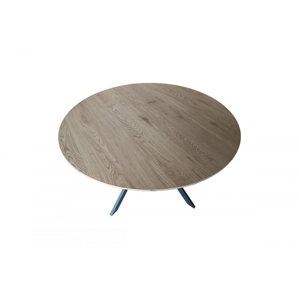 Τραπέζι "XUSON" από mdf/μέταλλο σε φυσικό/μαύρο χρώμα Φ120x75