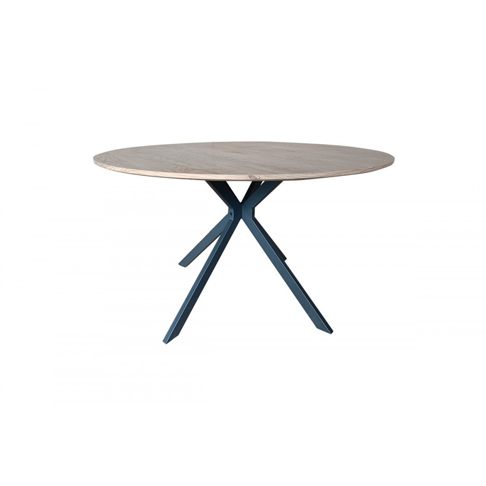 Τραπέζι "XUSON" από mdf/μέταλλο σε φυσικό/μαύρο χρώμα Φ120x75