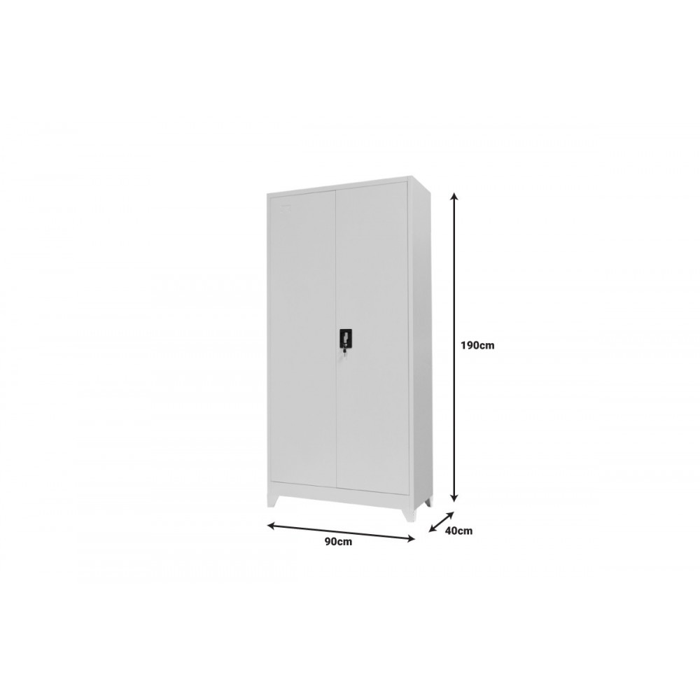 Ντουλάπα "UGREN" από μέταλλο σε ανοιχτό γκρι χρώμα 90x40x190