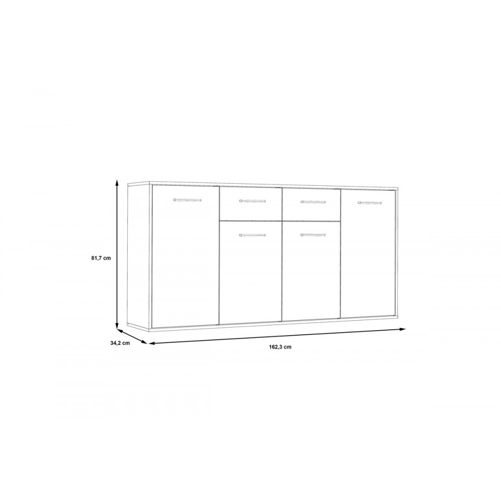 Μπουφές "DREPEN" σε λευκό/σονόμα χρώμα 162.3x34.2x81.7
