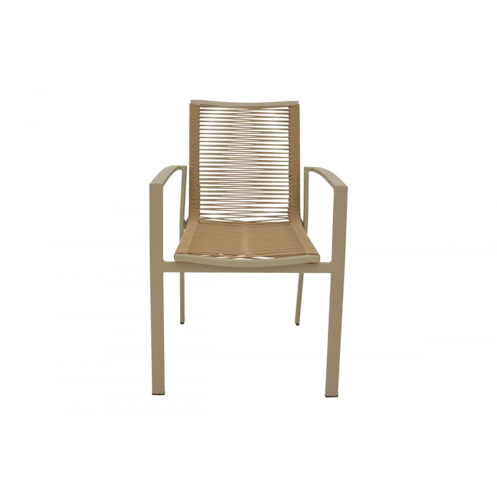 Πολυθρόνα "JONIAN" από αλουμίνιο/textilene σε σαμπανιζέ/φυσικό χρώμα 57x63x83