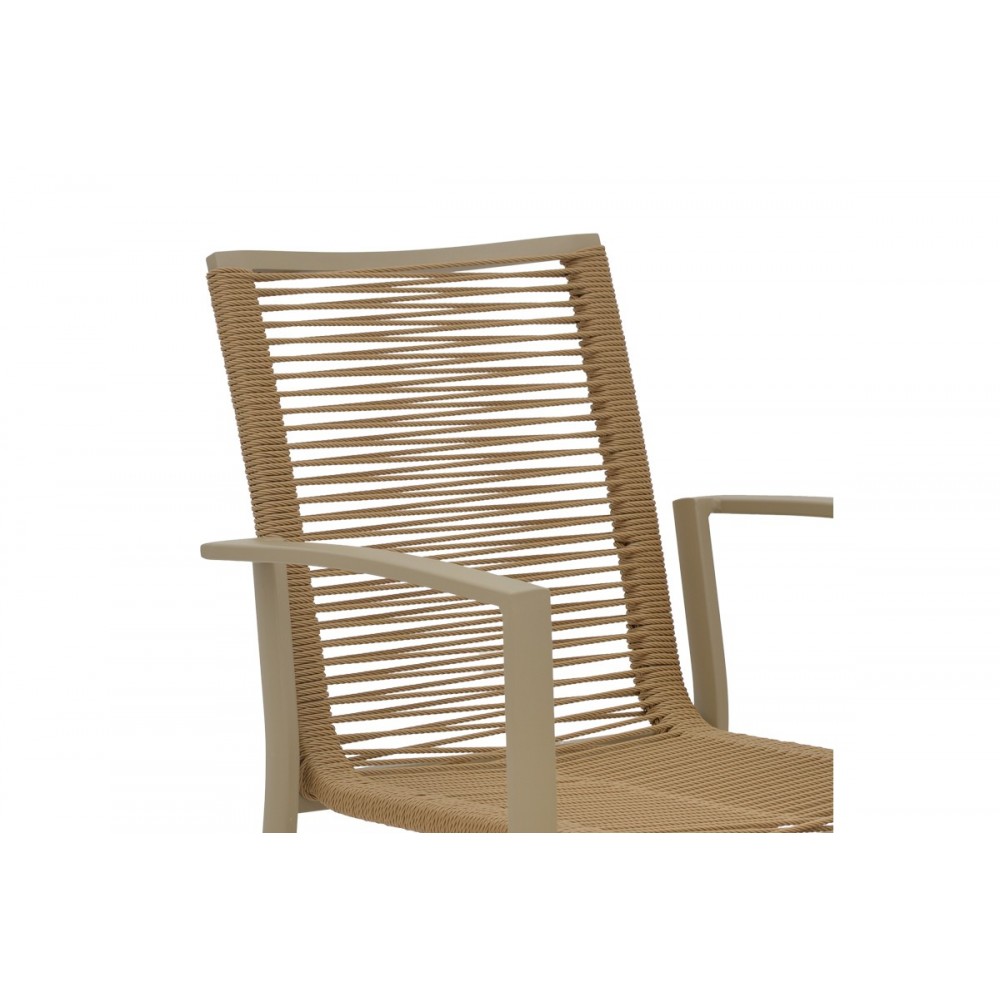 Πολυθρόνα "JONIAN" από αλουμίνιο/textilene σε σαμπανιζέ/φυσικό χρώμα 57x63x83