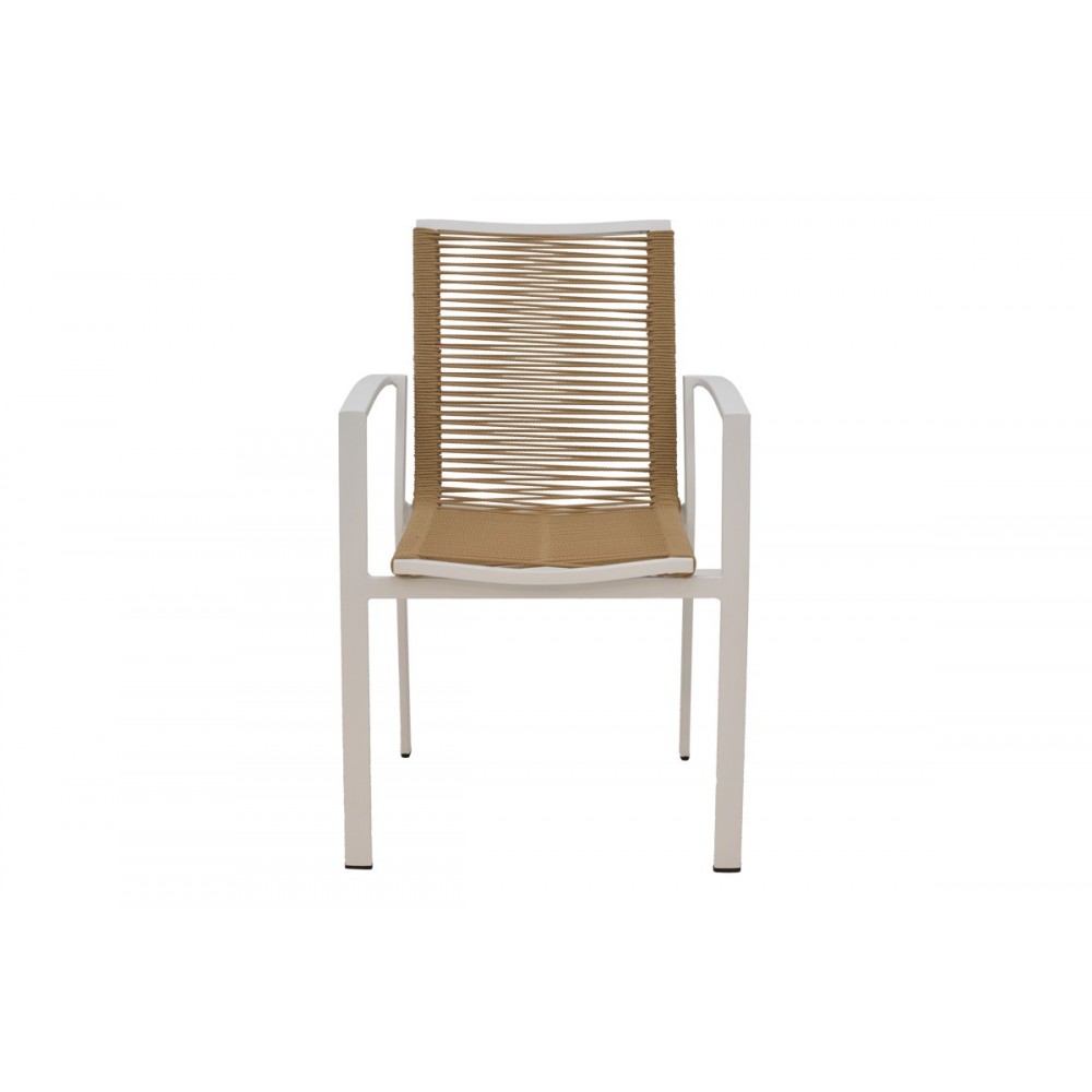Πολυθρόνα "JONIAN" από αλουμίνιο/textilene σε λευκό/φυσικό χρώμα 57x63x83
