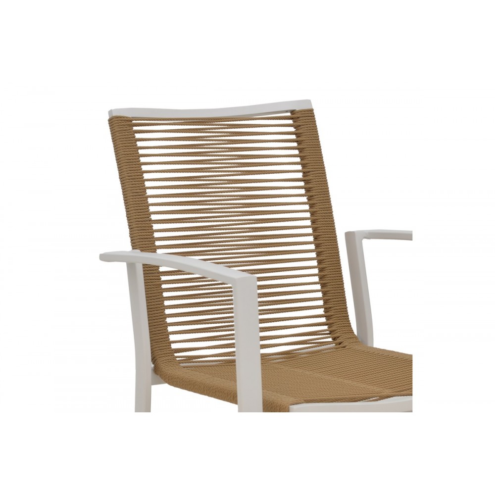 Πολυθρόνα "JONIAN" από αλουμίνιο/textilene σε λευκό/φυσικό χρώμα 57x63x83