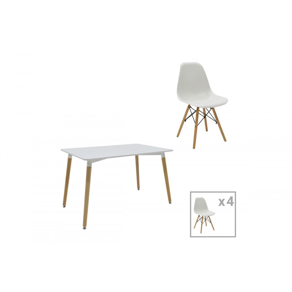 Τραπεζαρία 5τμχ "NATALI-JULITA" από mdf/pp σε λευκό/φυσικό χρώμα 120x80x76