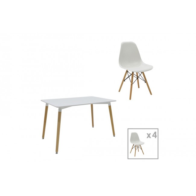 Τραπεζαρία 5τμχ "NATALI-JULITA" από mdf/pp σε λευκό/φυσικό χρώμα 120x80x76