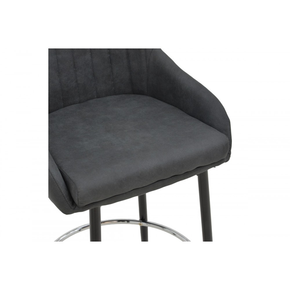 Σκαμπό μπαρ "PATRIN" από pu/μέταλλο σε ανθρακί/μαύρο χρώμα 49x48x98