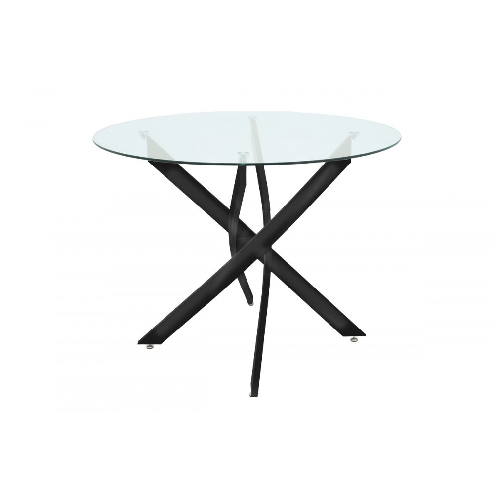 Τραπέζι "ANTORO" από γυαλί/μέταλλο σε μαύρο χρώμα Φ80x75