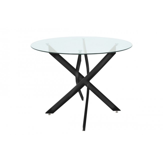 Τραπέζι "ANTORO" από γυαλί/μέταλλο σε μαύρο χρώμα Φ100x75