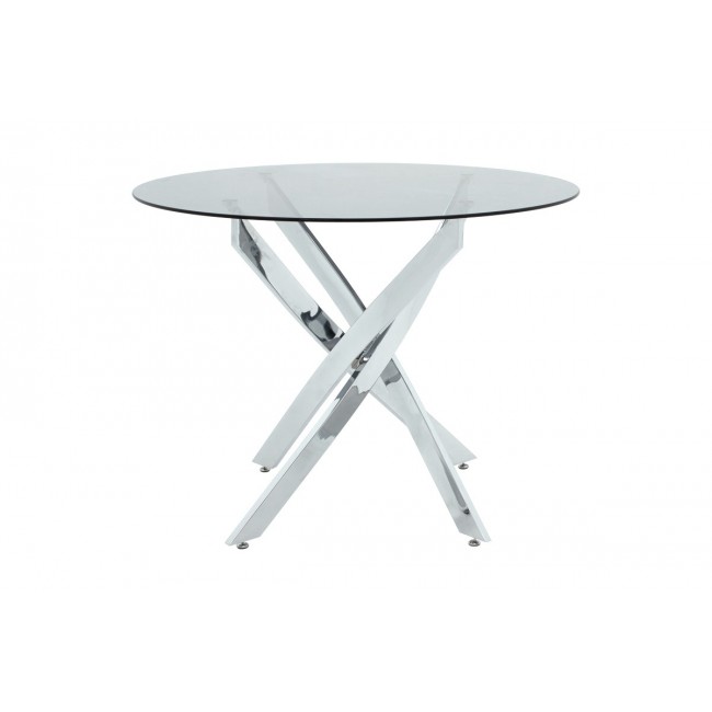 Τραπέζι "ANTORO" από γυαλί/μέταλλο σε απόχρωση χρωμίου Φ80x75