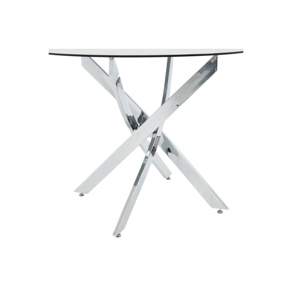 Τραπέζι "ANTORO" από γυαλί/μέταλλο σε απόχρωση χρωμίου Φ100x75