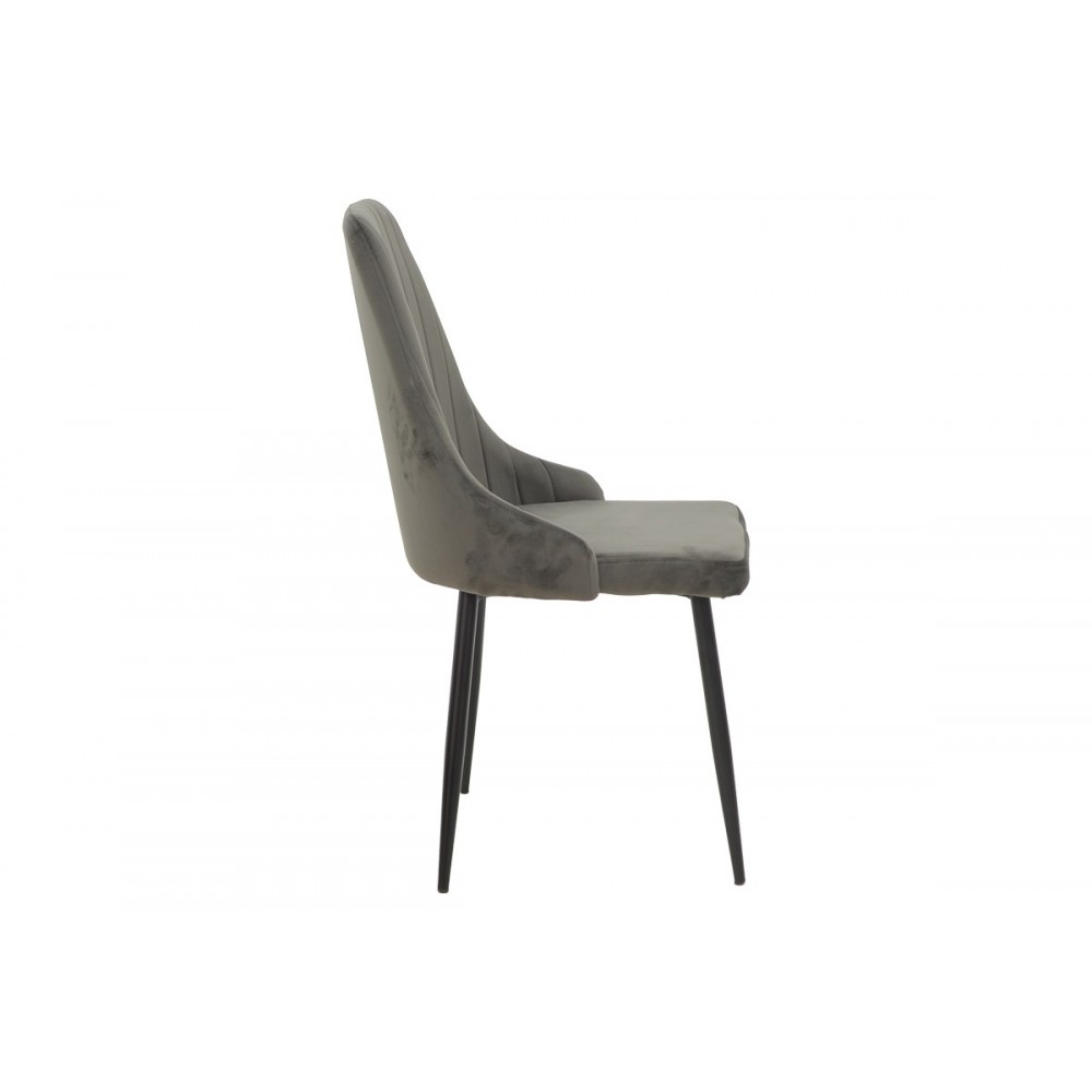 Καρέκλα "AZORI" από βελούδο/μέταλλο σε ανθρακί/μαύρο χρώμα 49x55x85