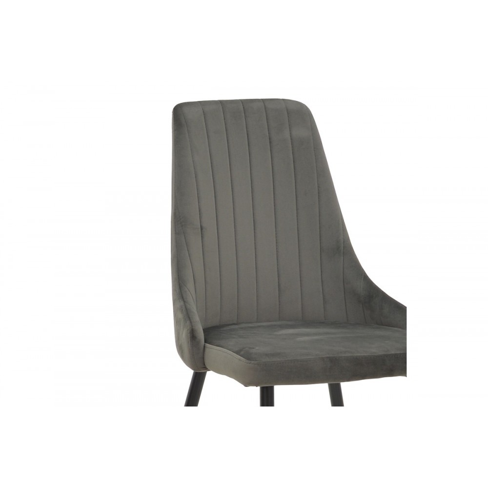 Καρέκλα "AZORI" από βελούδο/μέταλλο σε ανθρακί/μαύρο χρώμα 49x55x85