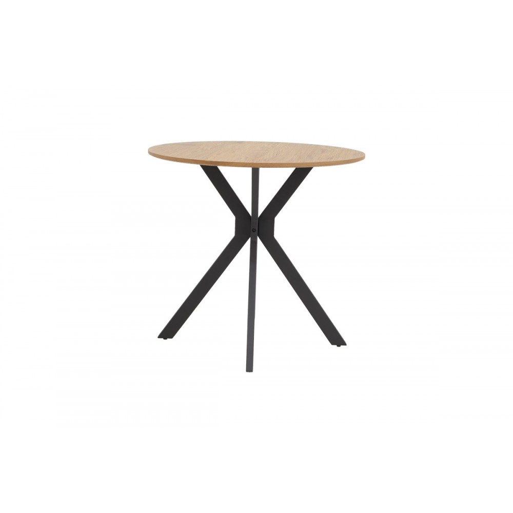 Τραπέζι "XUSON" από mdf/μέταλλο σε φυσικό/μαύρο χρώμα Φ80x75