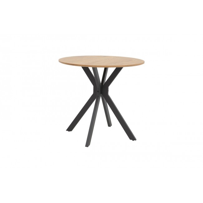 Τραπέζι "XUSON" από mdf/μέταλλο σε φυσικό/μαύρο χρώμα Φ80x75