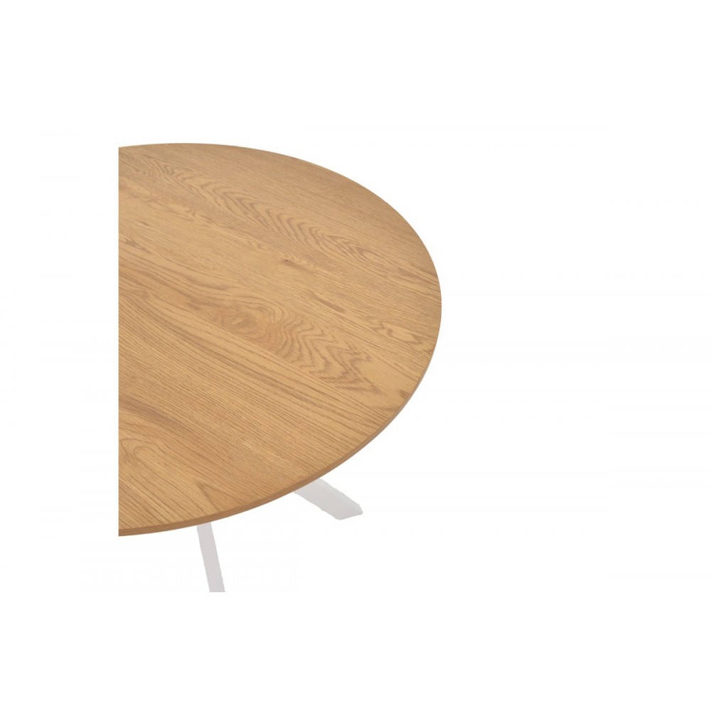 Τραπέζι "XUSON" από mdf/μέταλλο σε φυσικό/λευκό χρώμα Φ80x75