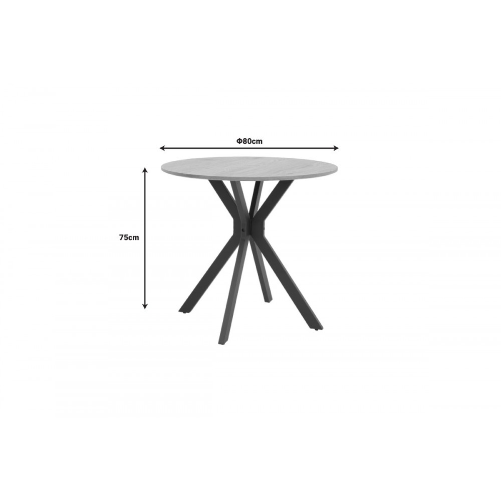 Τραπέζι "XUSON" από mdf/μέταλλο σε φυσικό/λευκό χρώμα Φ80x75