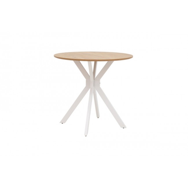 Τραπέζι "XUSON" από mdf/μέταλλο σε φυσικό/λευκό χρώμα Φ80x75