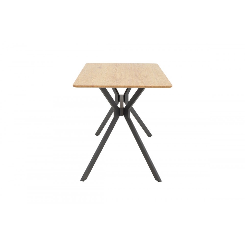 Τραπέζι "NERELIS" από mdf/μέταλλο σε φυσικό/μαύρο χρώμα 120x70x75