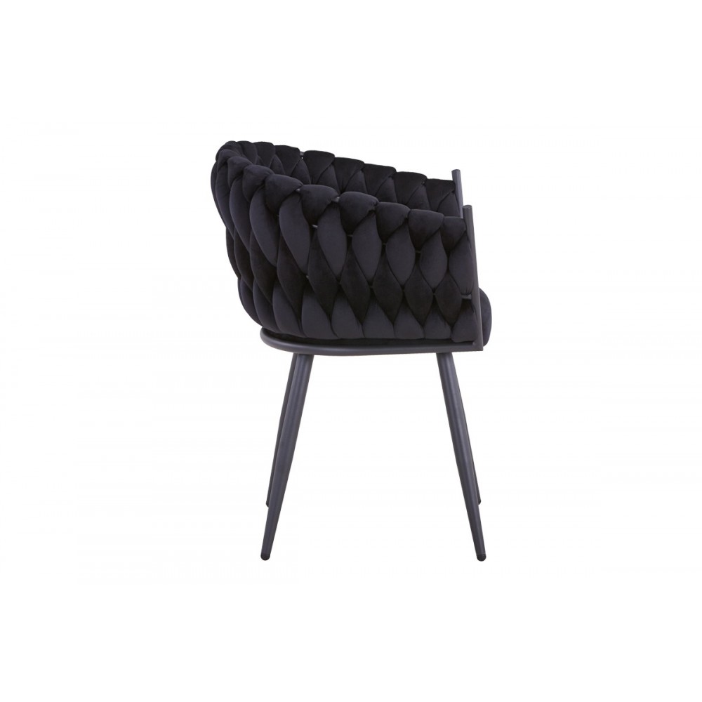 Καρέκλα "VIVIAN" από βελούδο/μέταλλο σε μαύρο χρώμα 61x55x80