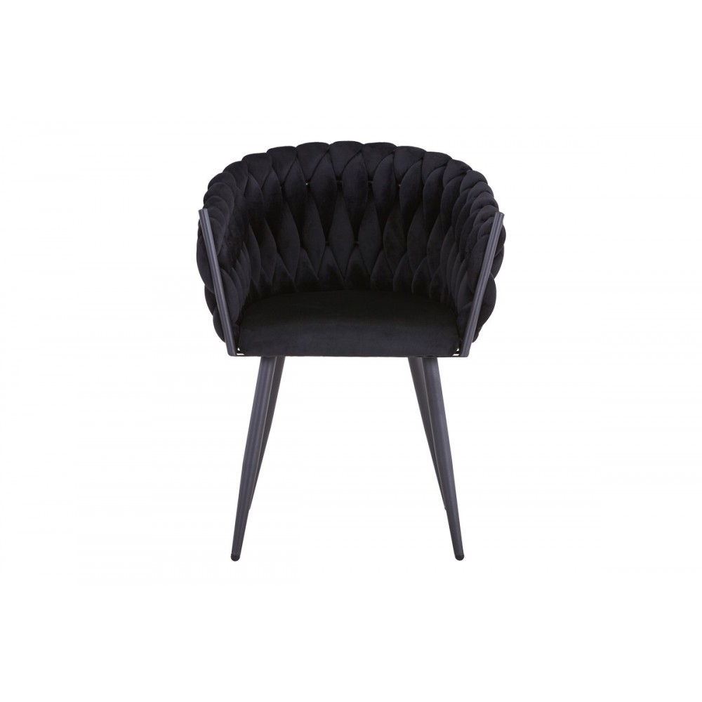 Καρέκλα "VIVIAN" από βελούδο/μέταλλο σε μαύρο χρώμα 61x55x80