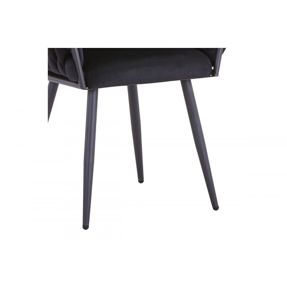 Καρέκλα "VIVIAN" από βελούδο/μέταλλο σε μαύρο χρώμα 61x55x80