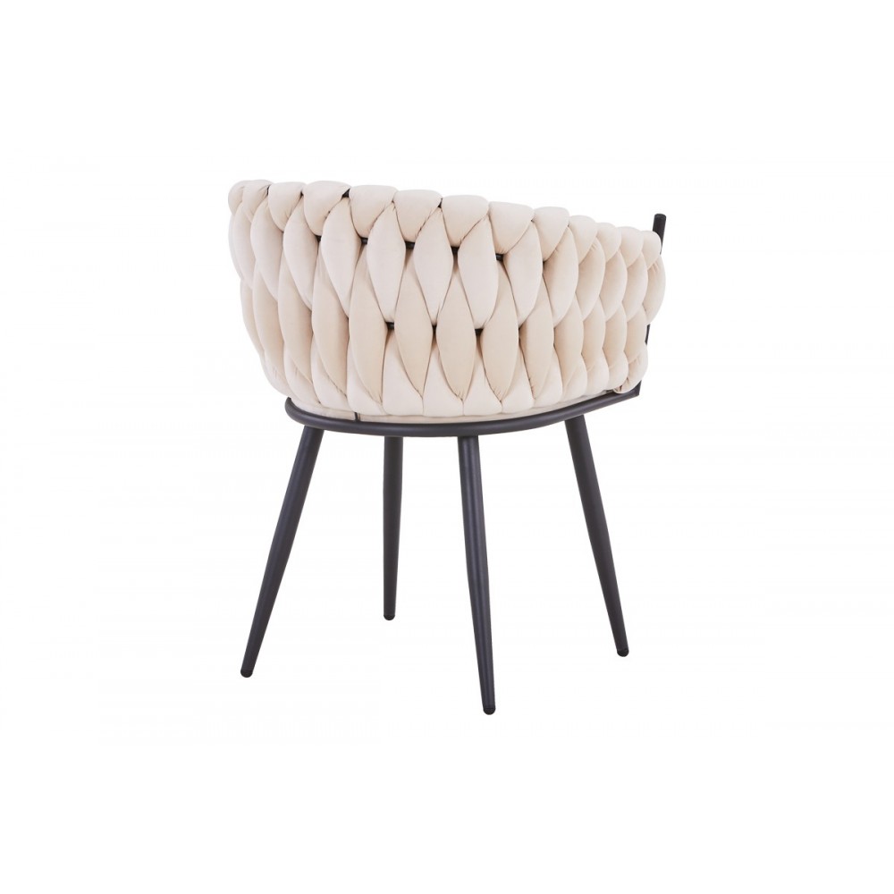 Καρέκλα "VIVIAN" από βελούδο/μέταλλο σε μπεζ/μαύρο χρώμα 61x55x80