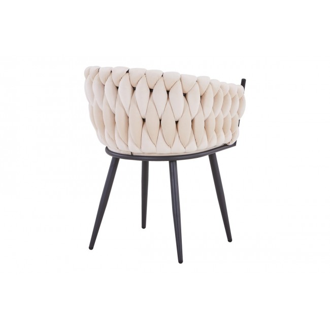 Καρέκλα "VIVIAN" από βελούδο/μέταλλο σε μπεζ/μαύρο χρώμα 61x55x80