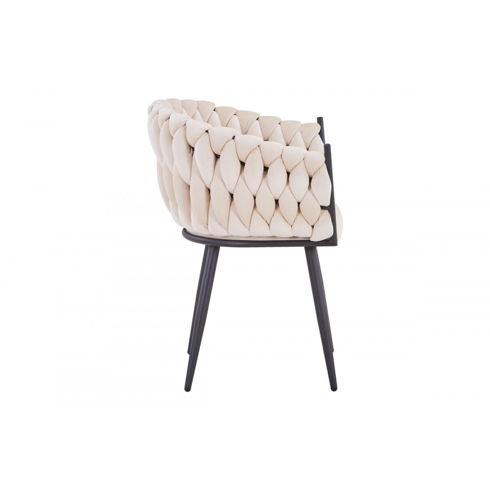 Καρέκλα "VIVIAN" από βελούδο/μέταλλο σε μπεζ/μαύρο χρώμα 61x55x80