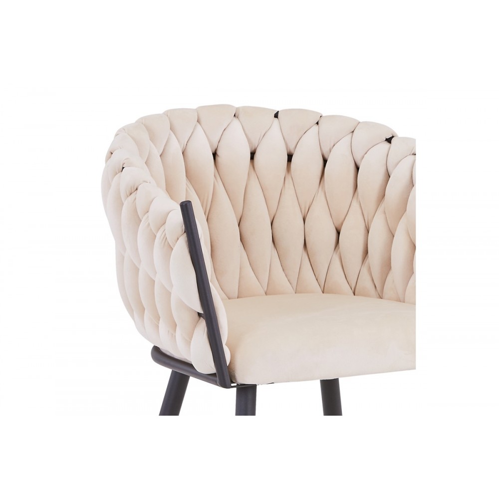 Καρέκλα "VIVIAN" από βελούδο/μέταλλο σε μπεζ/μαύρο χρώμα 61x55x80