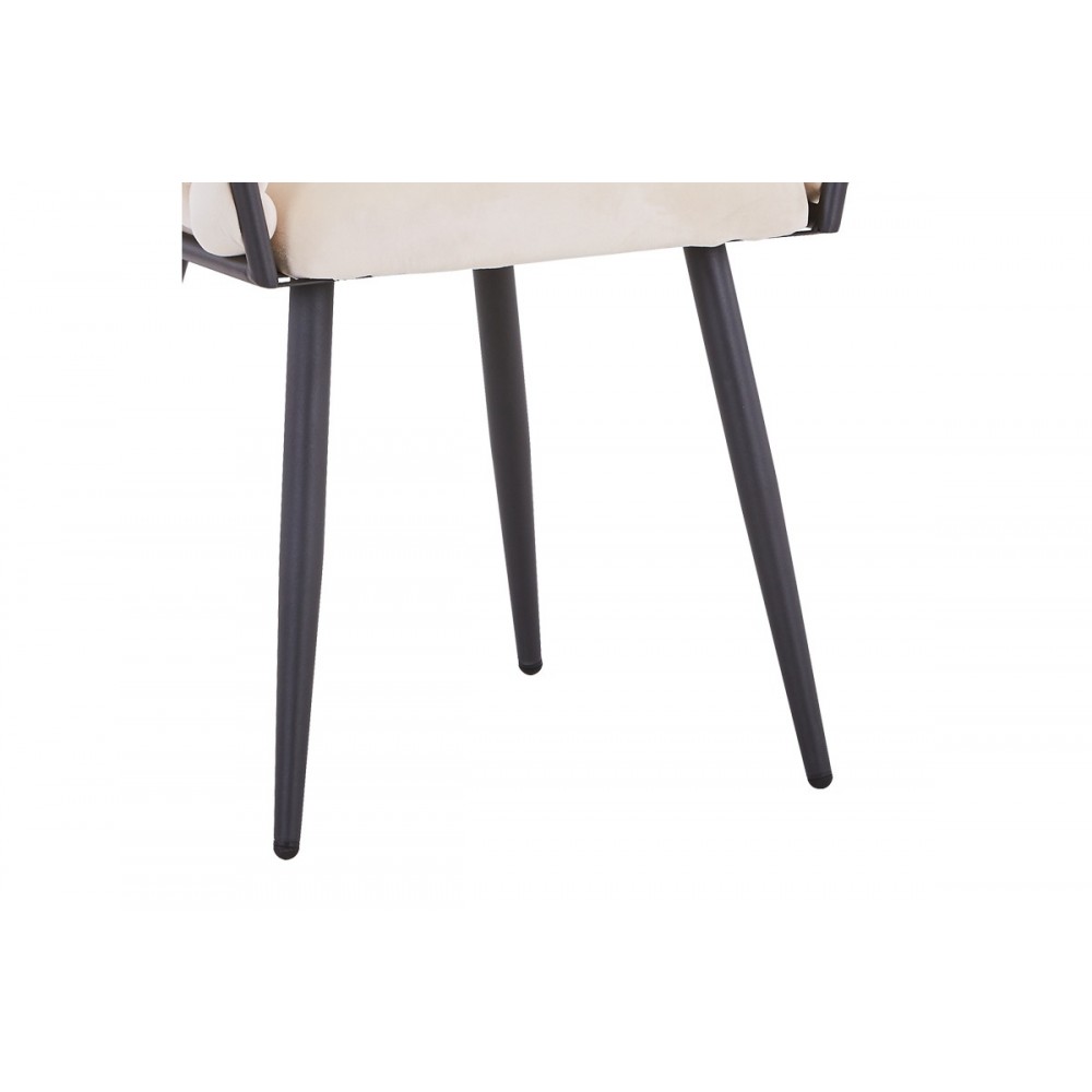 Καρέκλα "VIVIAN" από βελούδο/μέταλλο σε μπεζ/μαύρο χρώμα 61x55x80