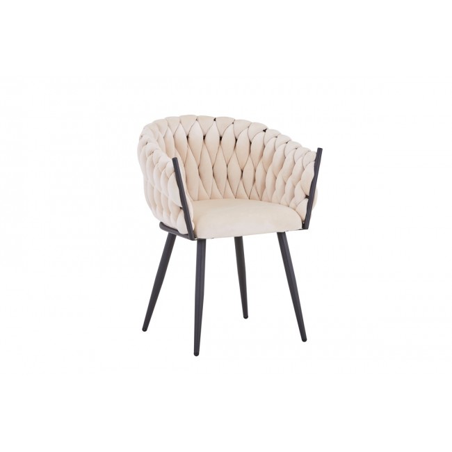 Καρέκλα "VIVIAN" από βελούδο/μέταλλο σε μπεζ/μαύρο χρώμα 61x55x80