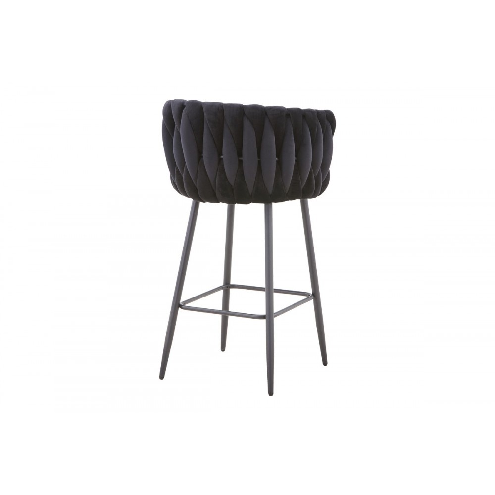 Σκαμπό μπαρ "VIVIAN" από βελούδο/μέταλλο σε μαύρο χρώμα 57x50x100