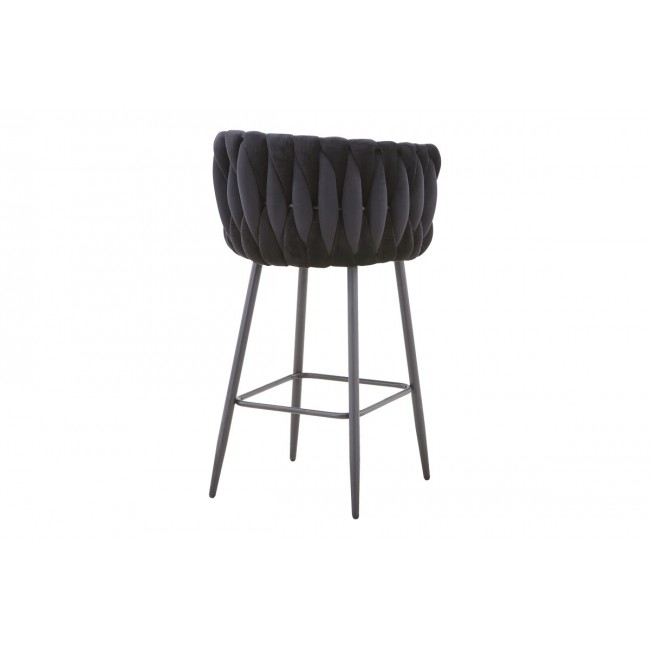 Σκαμπό μπαρ "VIVIAN" από βελούδο/μέταλλο σε μαύρο χρώμα 57x50x100