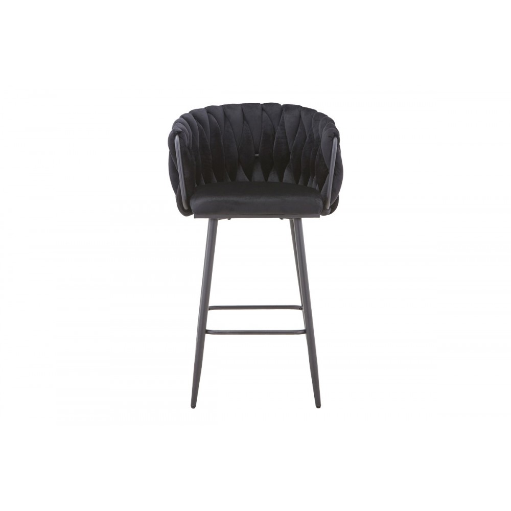 Σκαμπό μπαρ "VIVIAN" από βελούδο/μέταλλο σε μαύρο χρώμα 57x50x100