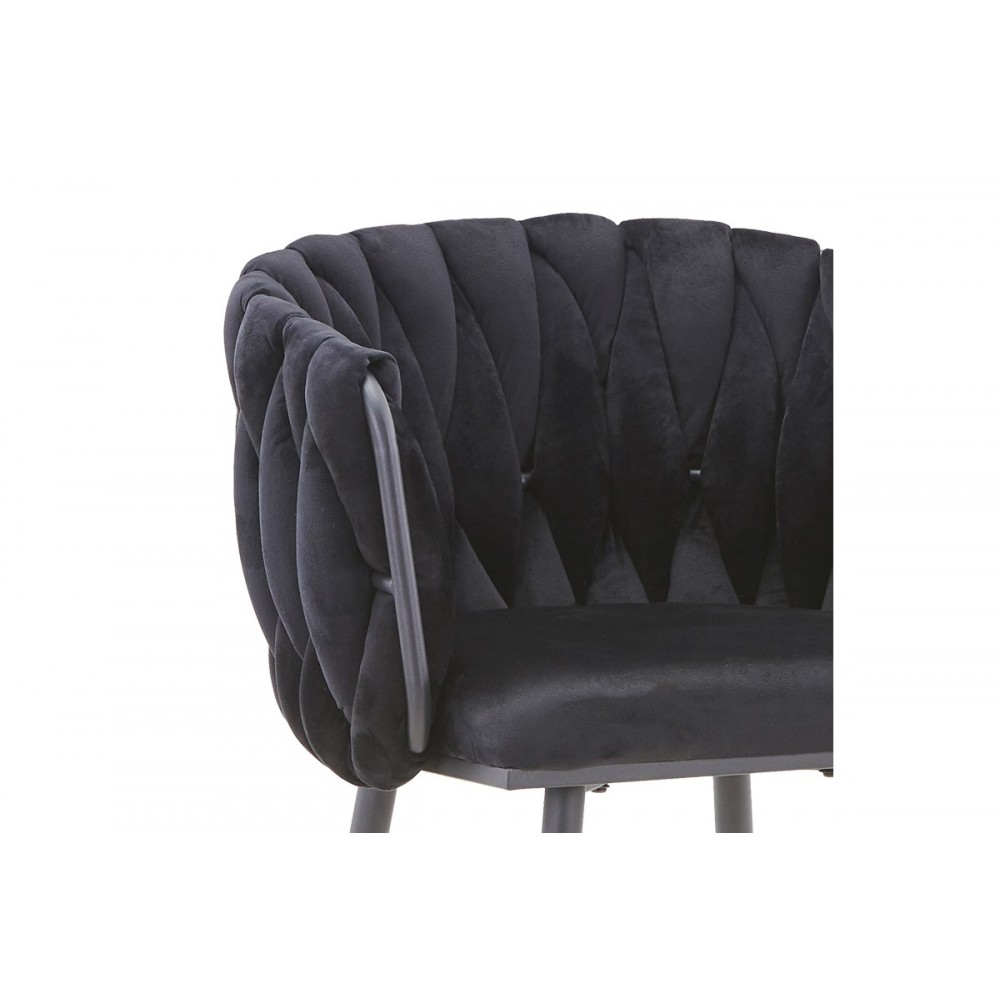 Σκαμπό μπαρ "VIVIAN" από βελούδο/μέταλλο σε μαύρο χρώμα 57x50x100