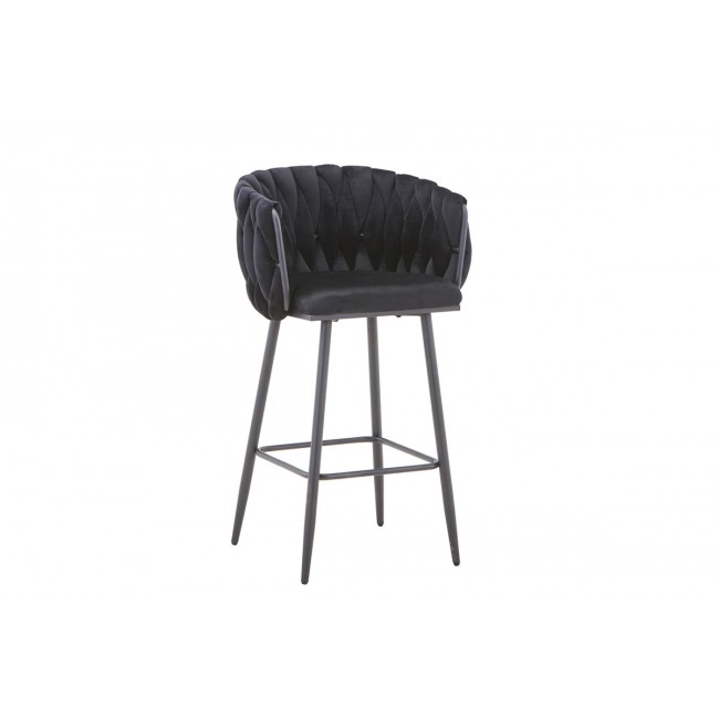 Σκαμπό μπαρ "VIVIAN" από βελούδο/μέταλλο σε μαύρο χρώμα 57x50x100