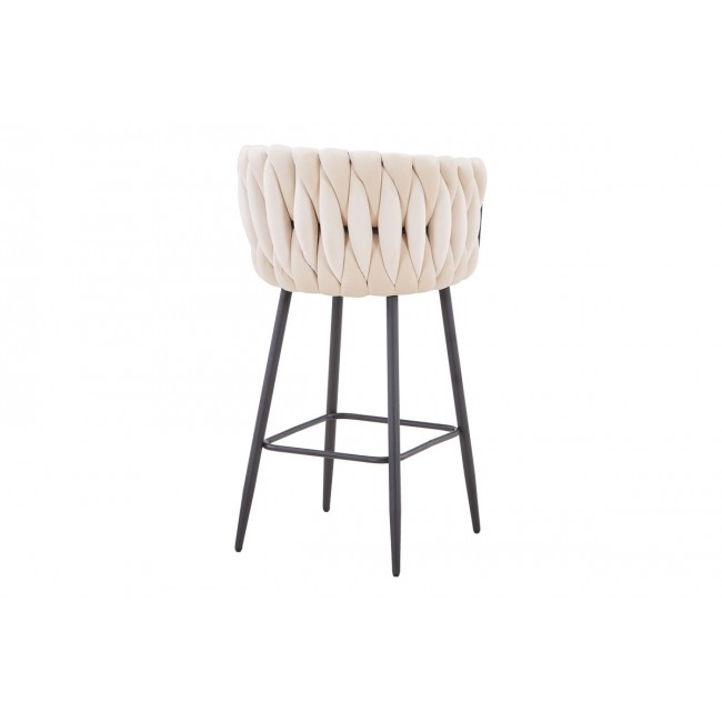 Σκαμπό μπαρ "VIVIAN" από βελούδο/μέταλλο σε μπεζ/μαύρο χρώμα 57x50x100