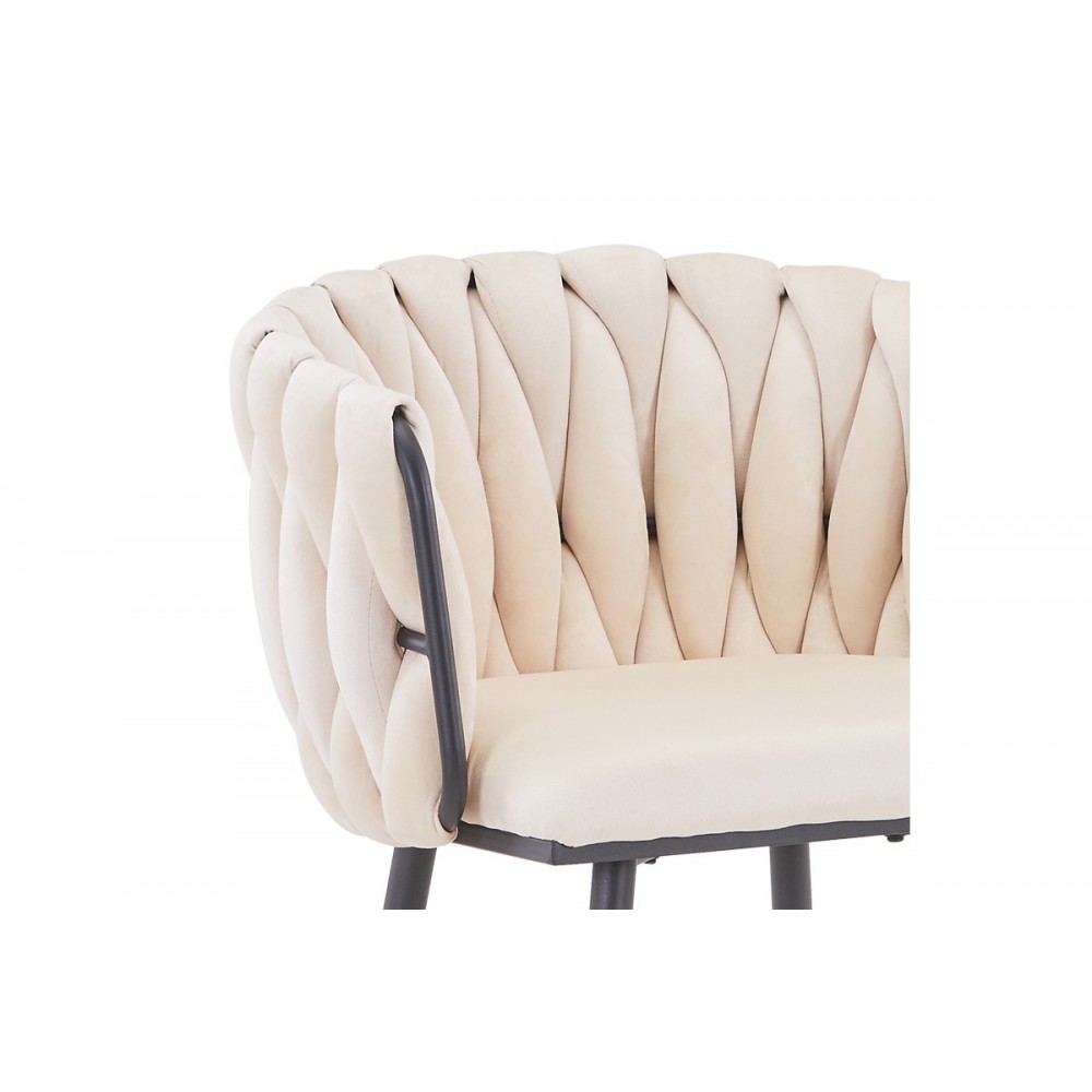 Σκαμπό μπαρ "VIVIAN" από βελούδο/μέταλλο σε μπεζ/μαύρο χρώμα 57x50x100