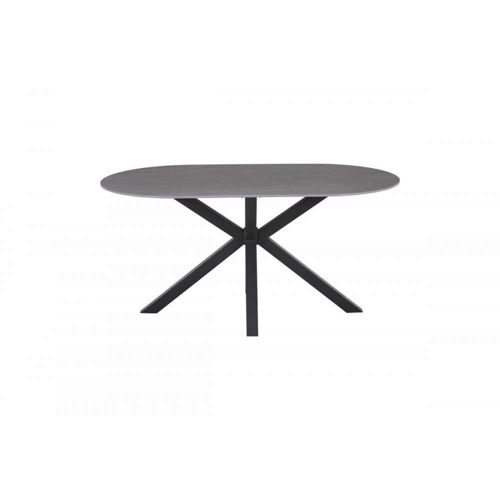 Τραπέζι "MAKREY" κεραμικό/μεταλλικό σε χρώμα γκρι μαρμάρου/μαύρο 160x90x75