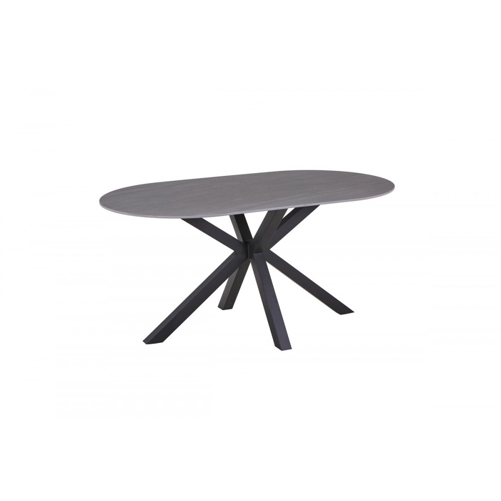 Τραπέζι "MAKREY" κεραμικό/μεταλλικό σε χρώμα γκρι μαρμάρου/μαύρο 160x90x75