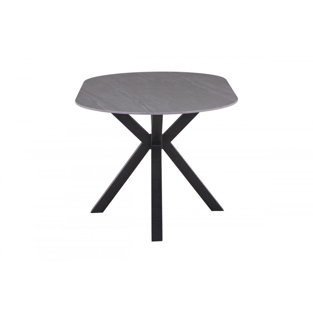 Τραπέζι "MAKREY" κεραμικό/μεταλλικό σε χρώμα γκρι μαρμάρου/μαύρο 160x90x75