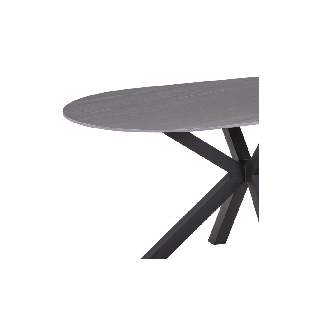 Τραπέζι "MAKREY" κεραμικό/μεταλλικό σε χρώμα γκρι μαρμάρου/μαύρο 160x90x75