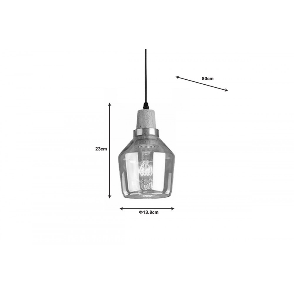 Φωτιστικό οροφής "KURE" από μέταλλο/γυαλί σε φυσικό χρώμα Φ13.8x23