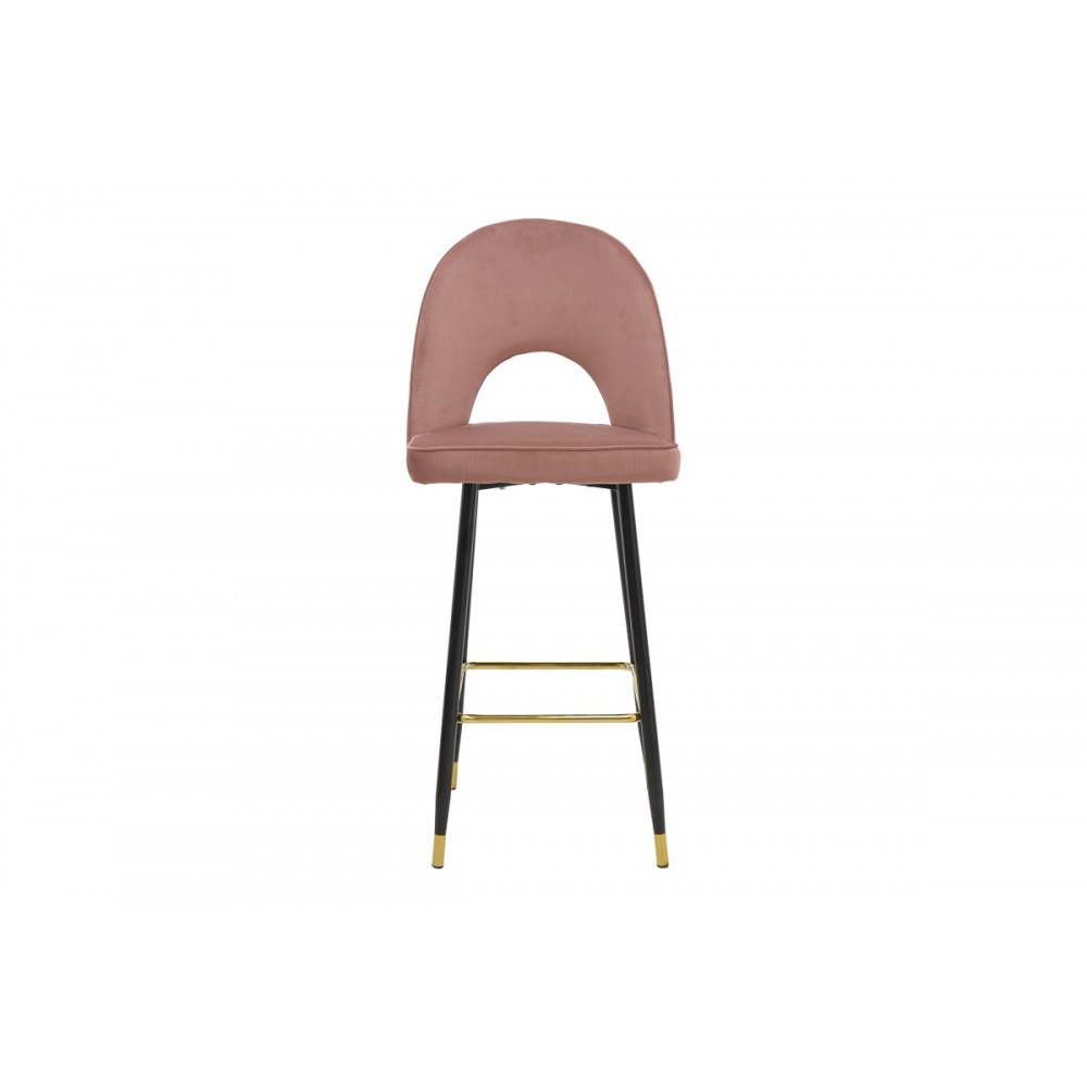 Σκαμπό μπαρ "CASENIO" από βελούδο/μέταλλο σε σάπιο μήλο/μαύρο χρώμα 48x50x117