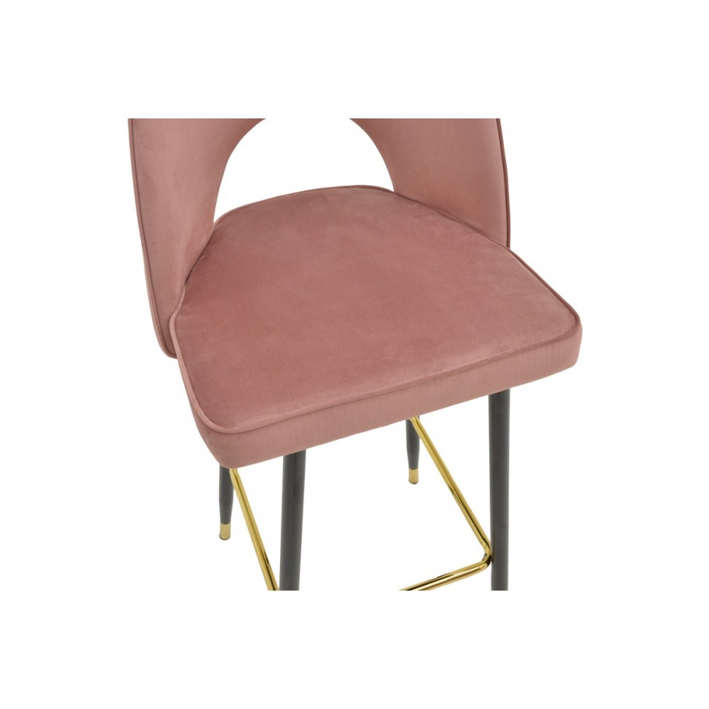 Σκαμπό μπαρ "CASENIO" από βελούδο/μέταλλο σε σάπιο μήλο/μαύρο χρώμα 48x50x117