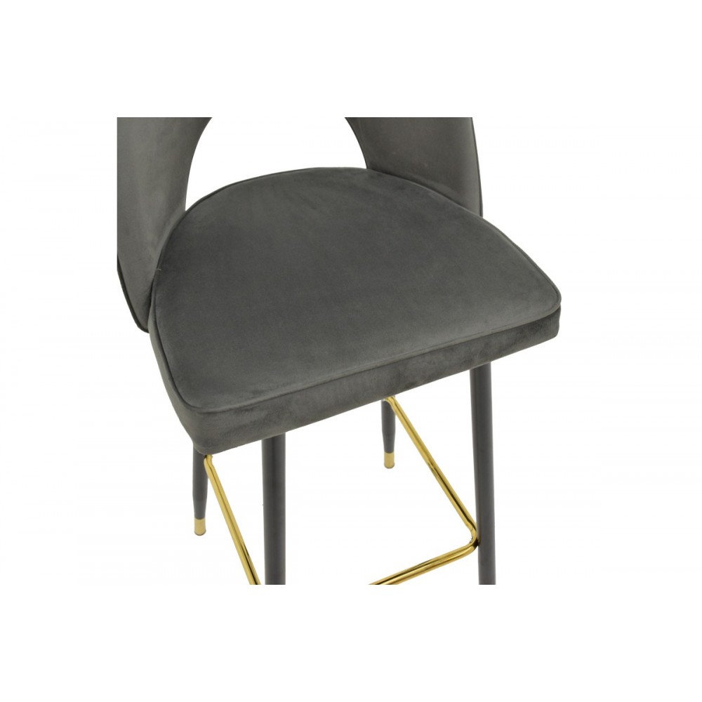 Σκαμπό μπαρ "CASENIO" από βελούδο/μέταλλο σε ανθρακί/μαύρο χρώμα 48x50x117