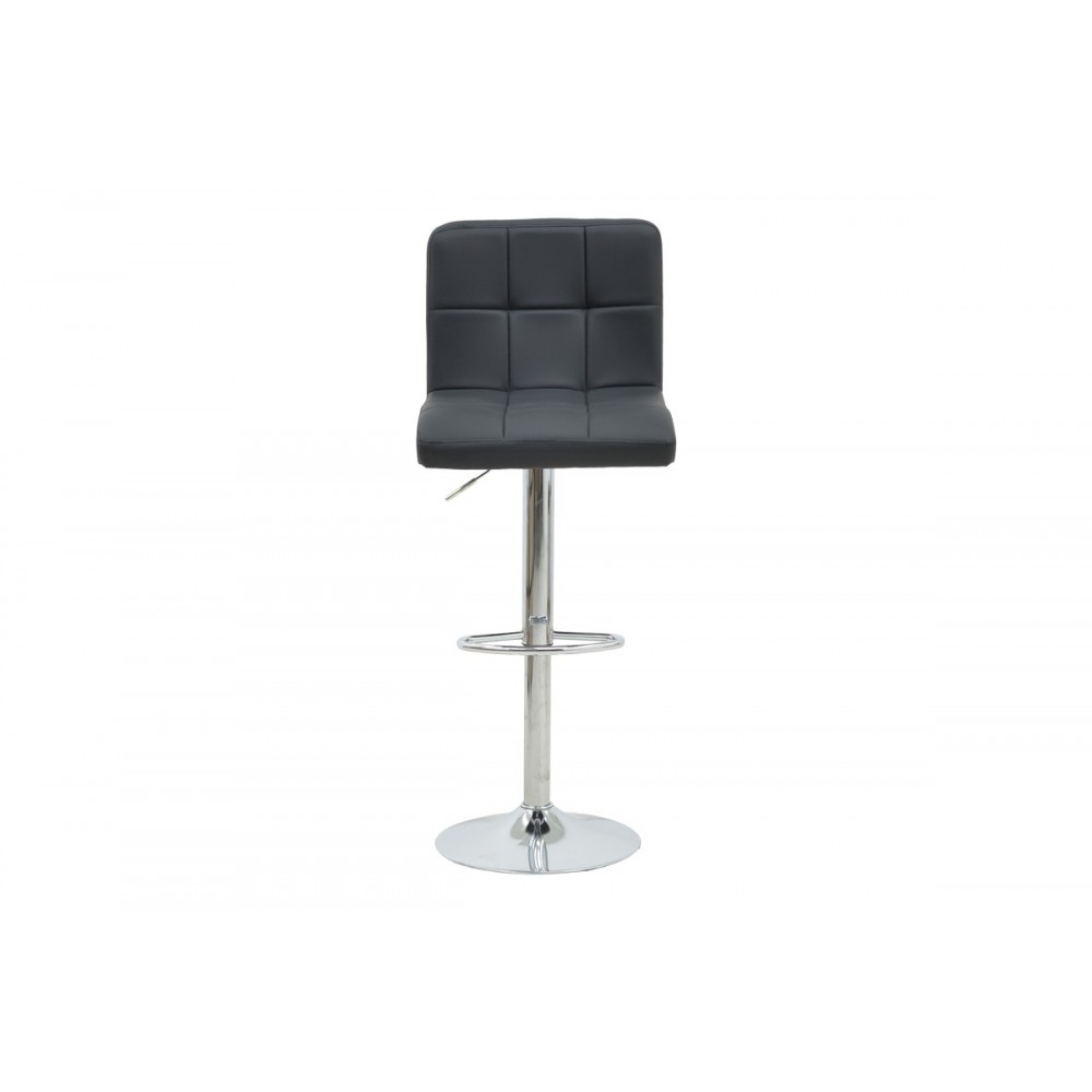 Σκαμπό μπαρ "REMINA" από pu σε χρώμα μαύρο/χρωμίου 44x44x112