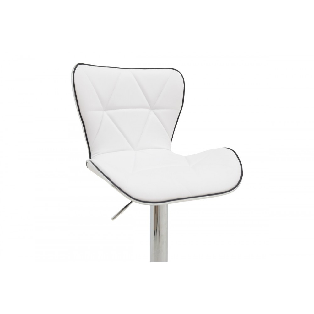 Σκαμπό μπαρ "JORINE" από pu σε χρώμα λευκό/χρωμίου 53x44x114